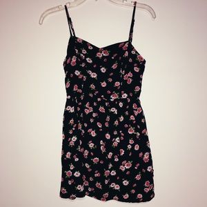short, skinny strap, floral dress